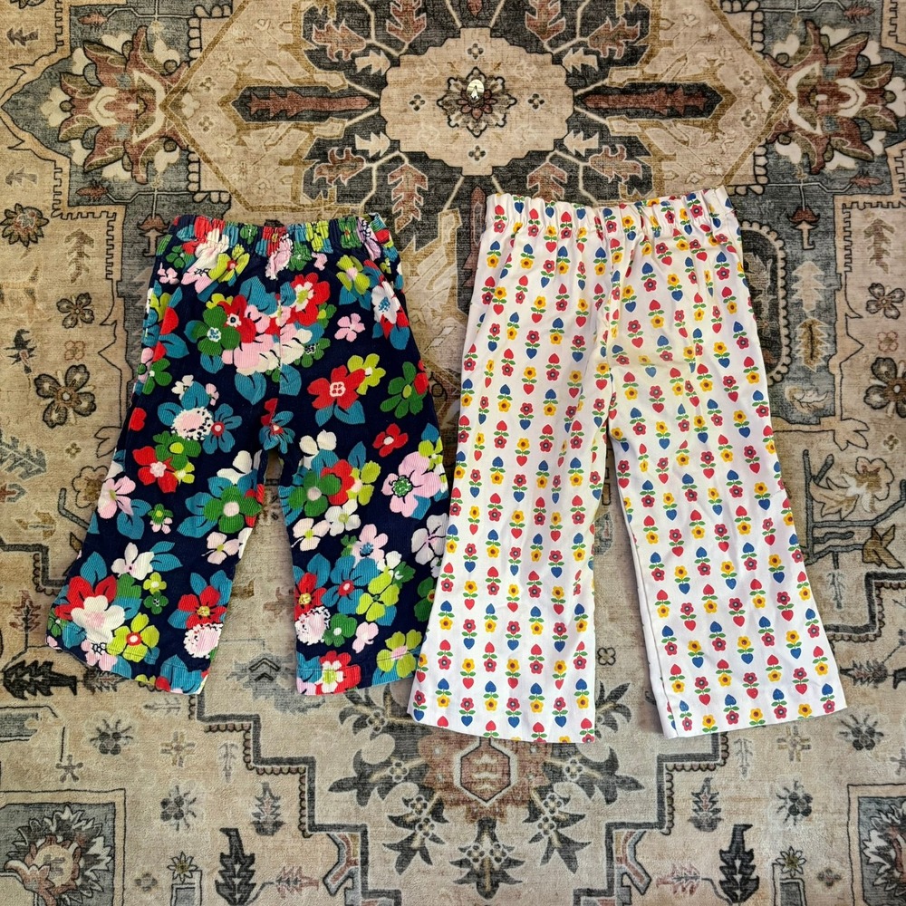 Vintage Girls 70s Clothing Lot 7pc Colorful Heart Button Flare Pants Tops Dress - Picture 3 of 16